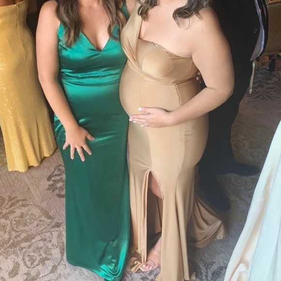 Lulus Melora Emerald Green Satin Sleeveless Maxi Dress Large - Picture 6 of 15